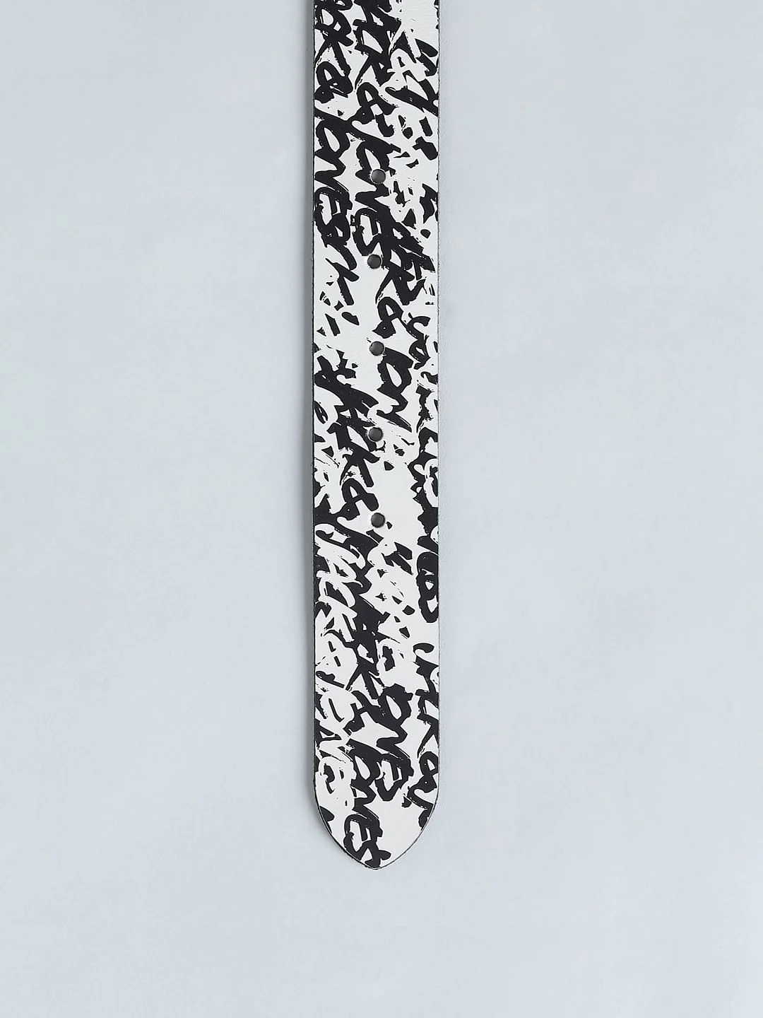 White Logo Print Leather Belt - Image 5