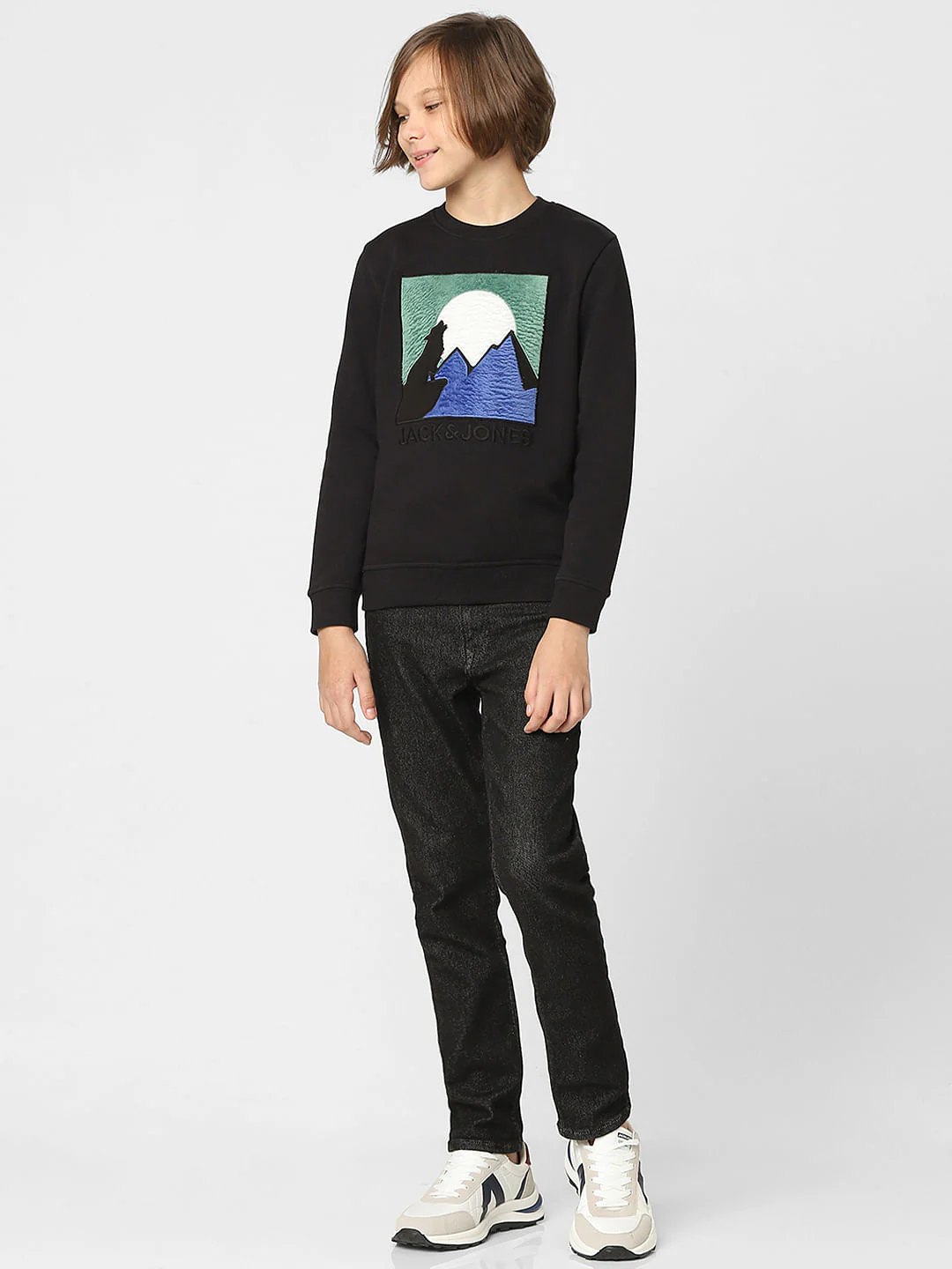 Boys Black Printed Sweatshirt - Image 6