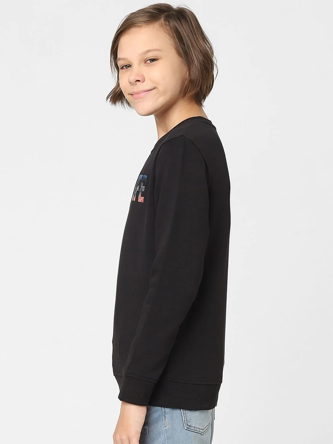Boys Black Typographic Print Sweatshirt - Image 3