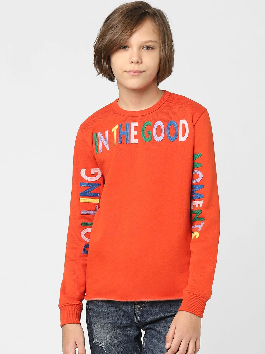 Boys Red Typographic Print Sweatshirt - Image 2