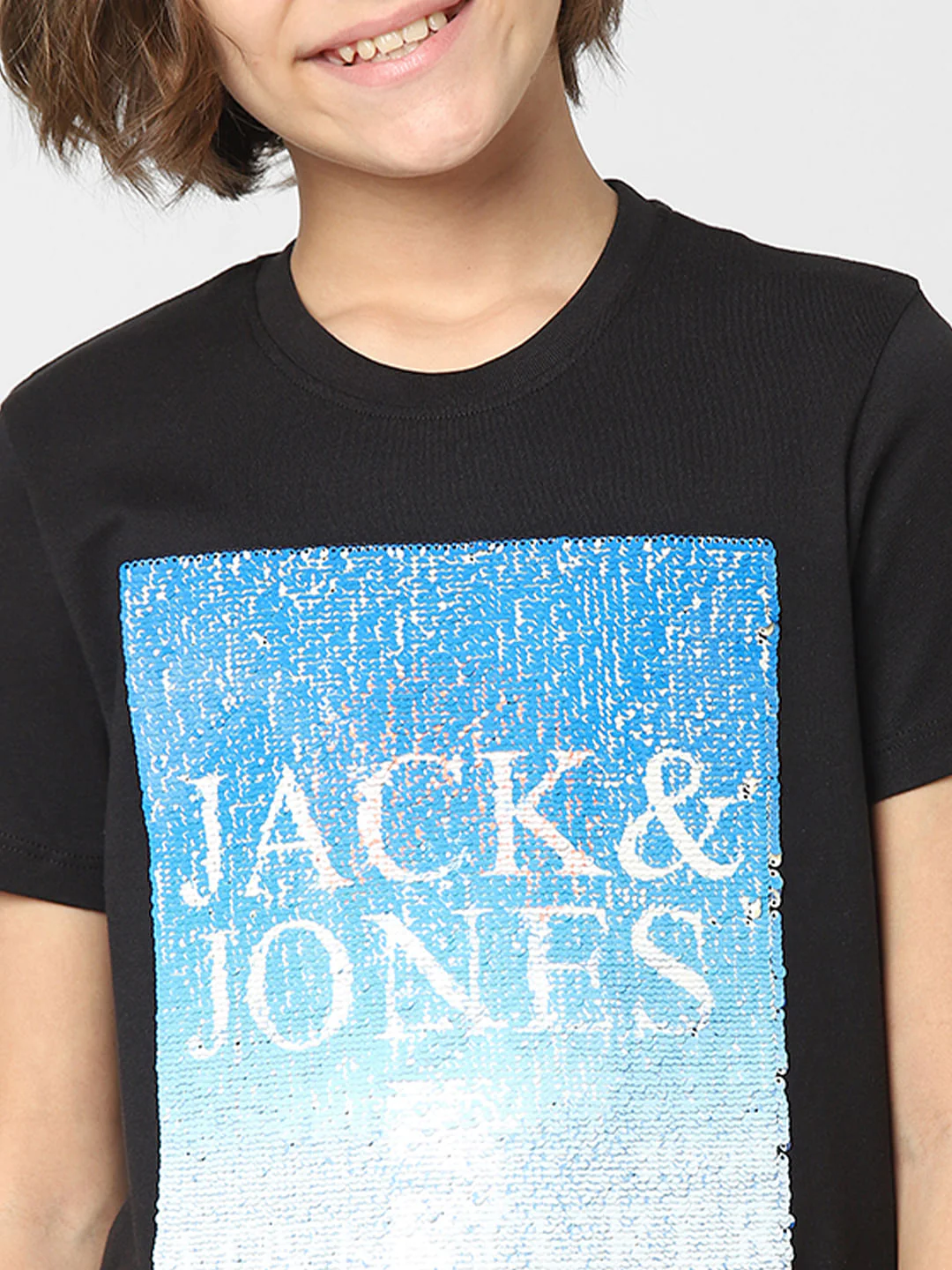 Boys Black Sequins Detail T-shirt - Image 5