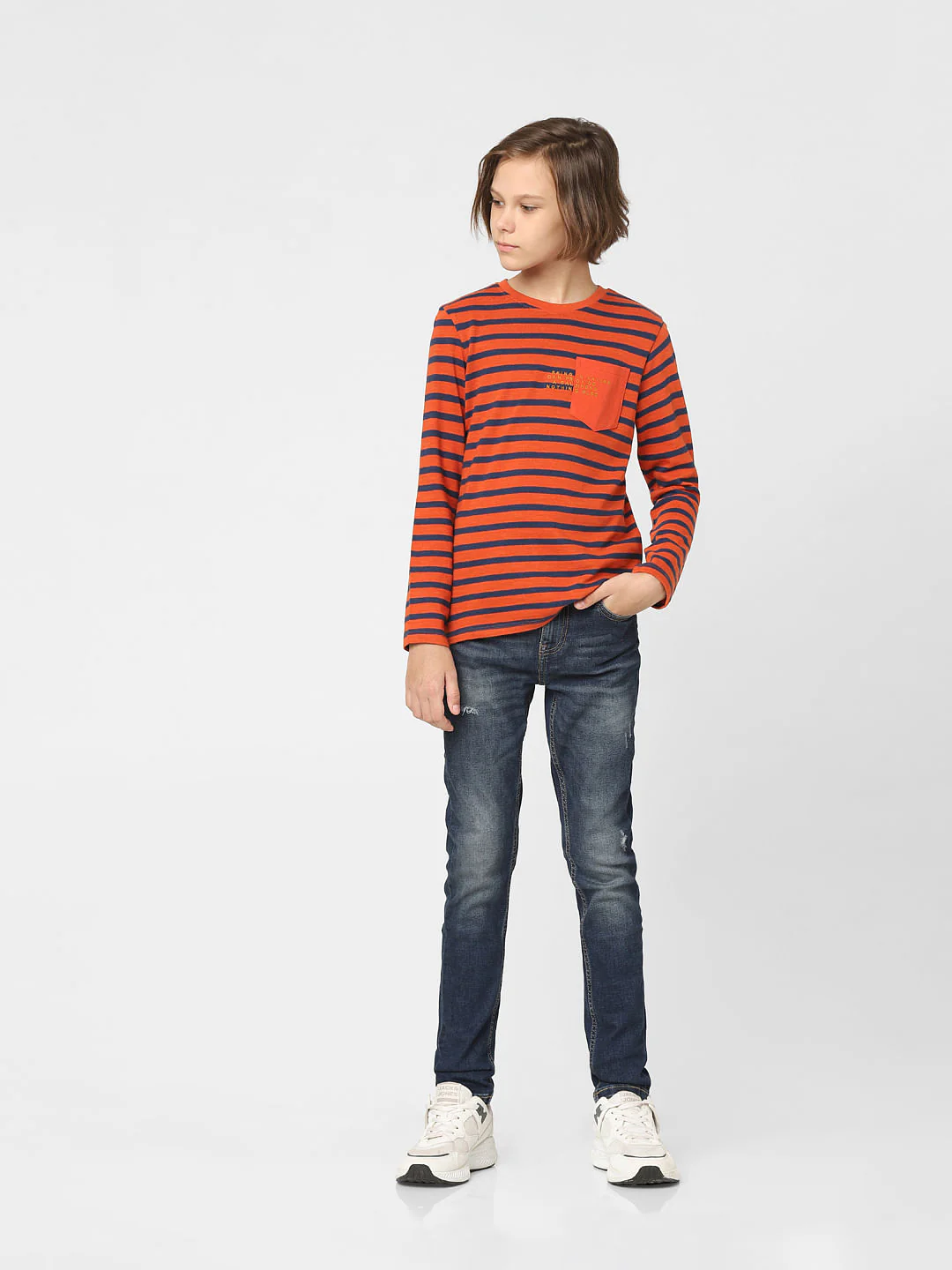 Boys Red Striped Crew Neck T-shirt - Image 6