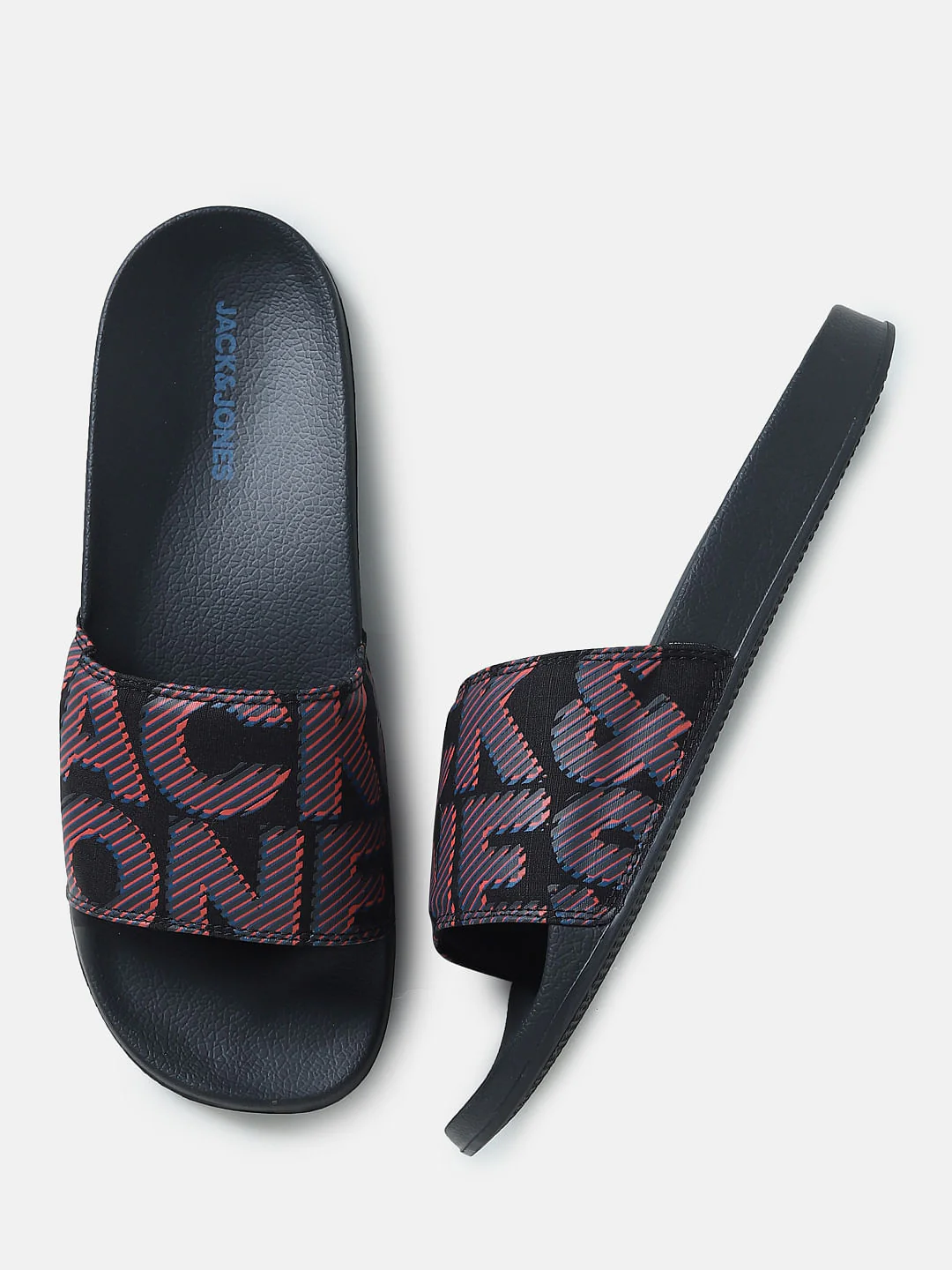 Black Logo Print Pool Sliders - Image 2