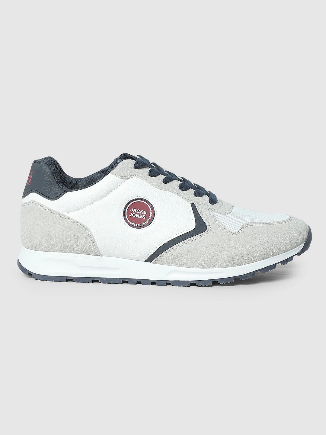 Grey & White Lace-Up Sneakers - Image 3