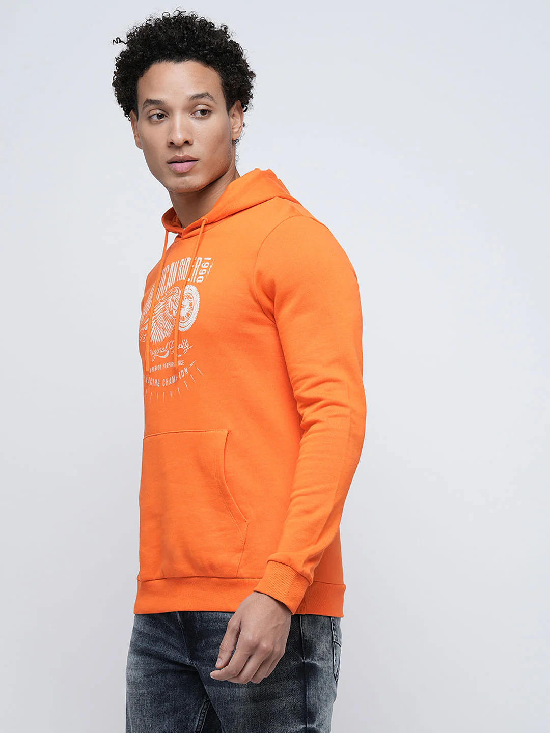 PRODUKT by JACK&JONES Orange Printed Hooded Sweatshirt - Image 3