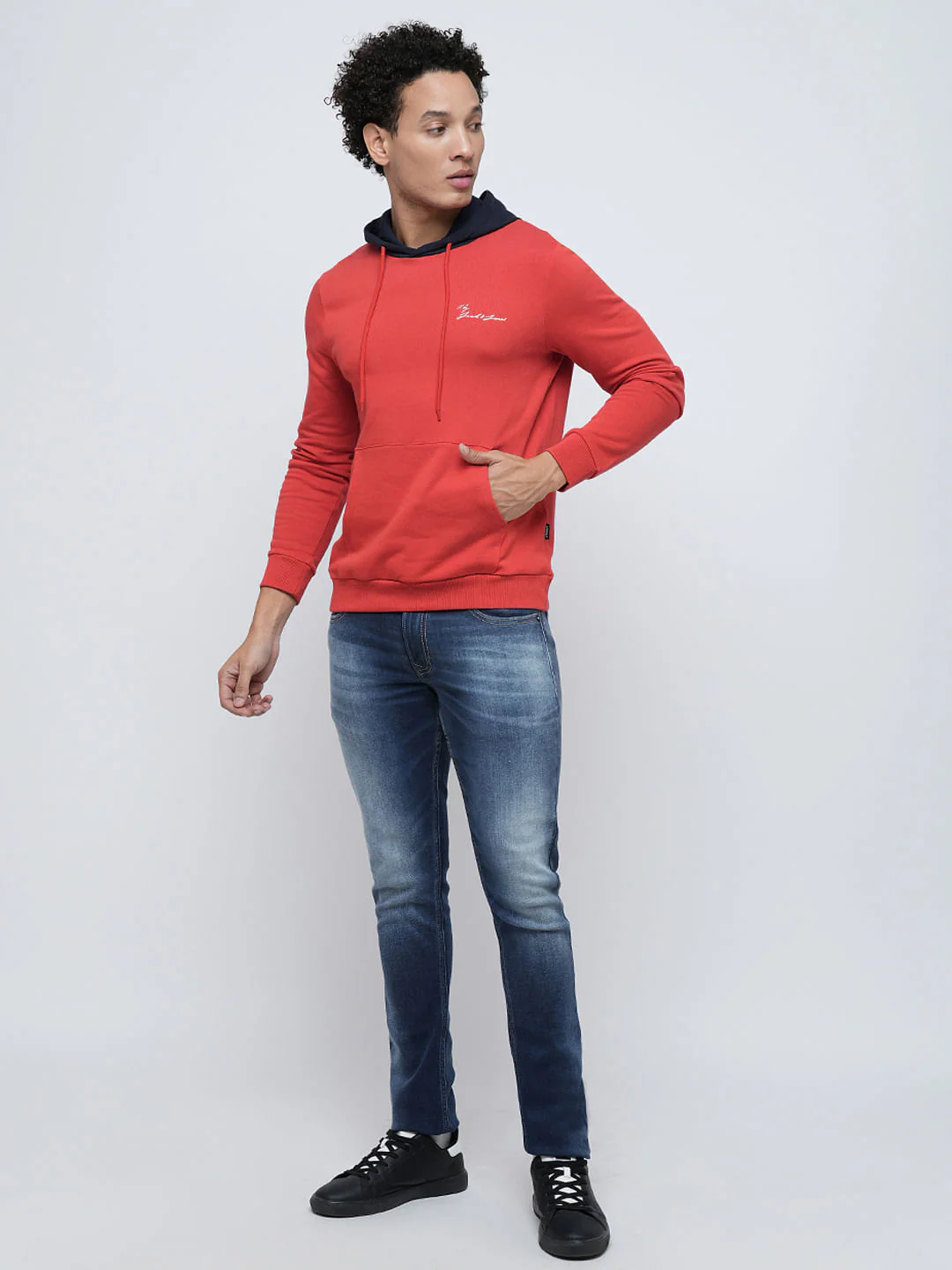 PRODUKT by JACK&JONES Red Contrast Hood Sweatshirt - Image 5