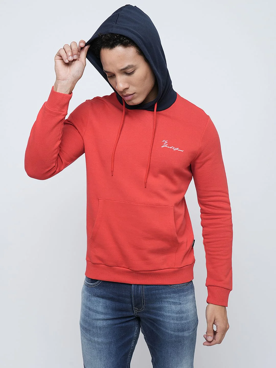 PRODUKT by JACK&JONES Red Contrast Hood Sweatshirt - Image 8