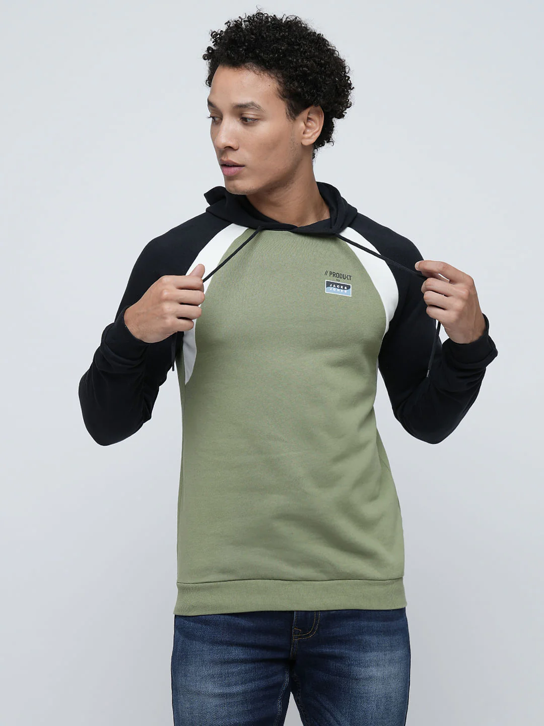PRODUKT by JACK&JONES Green Colourblocked Hooded Sweatshirt - Image 2