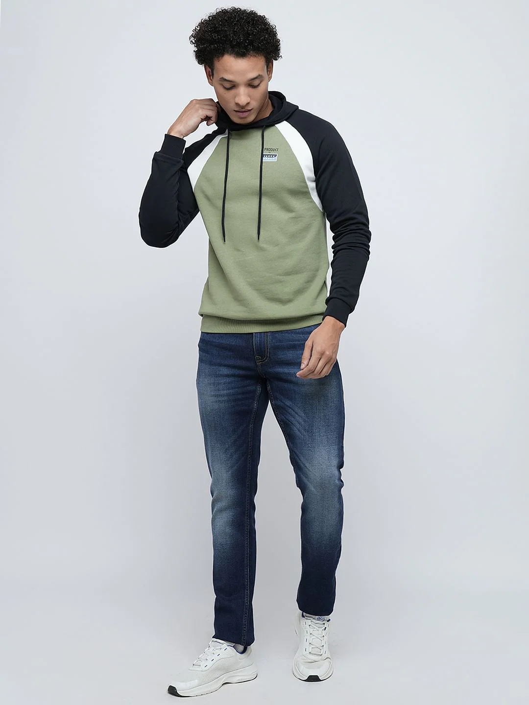 PRODUKT by JACK&JONES Green Colourblocked Hooded Sweatshirt - Image 5