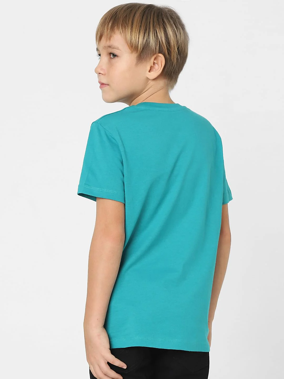 Boys Turquoise Logo Print Crew Neck T-shirt - Image 4