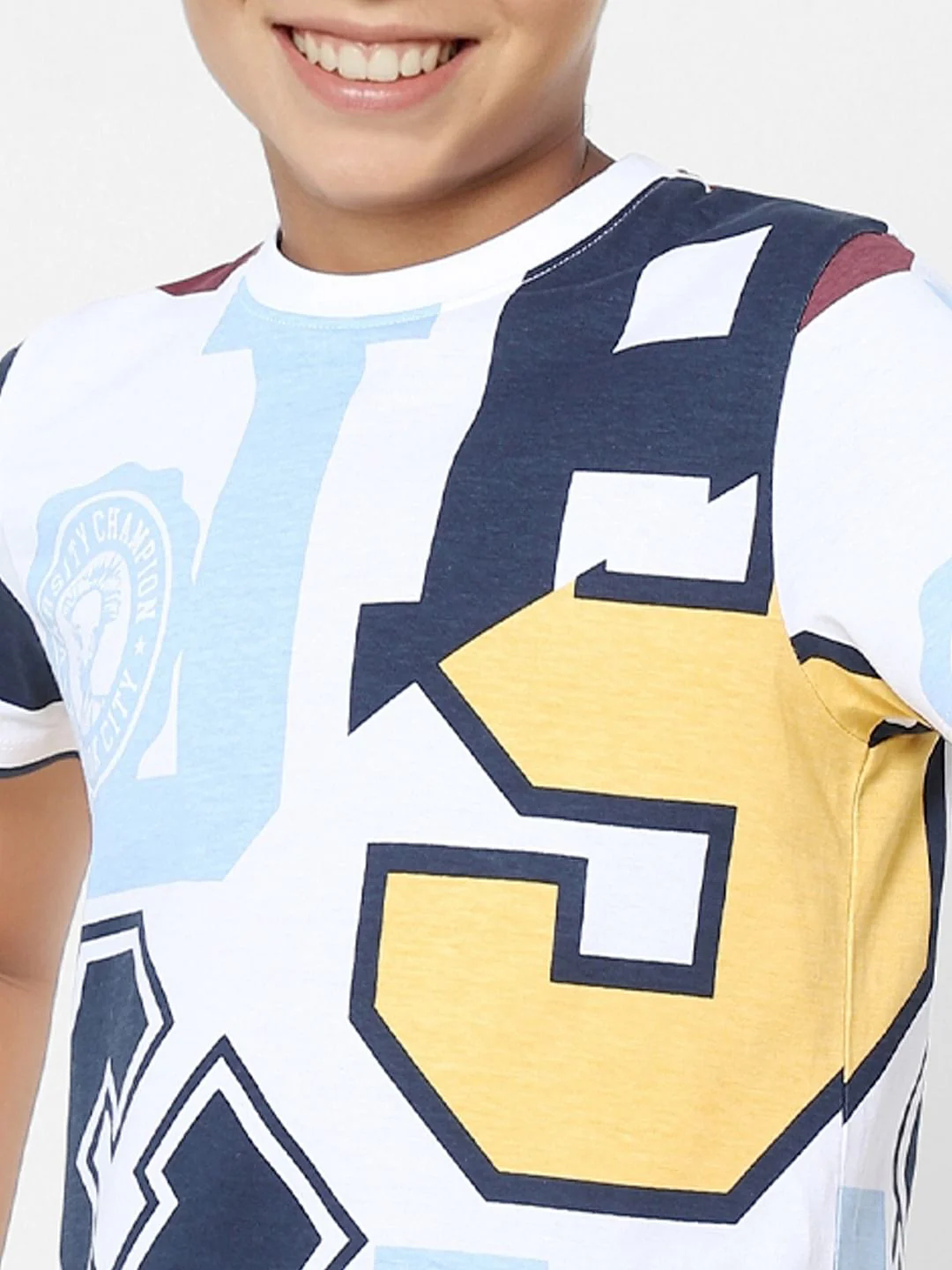 Boys White Typographic Print T-shirt - Image 5