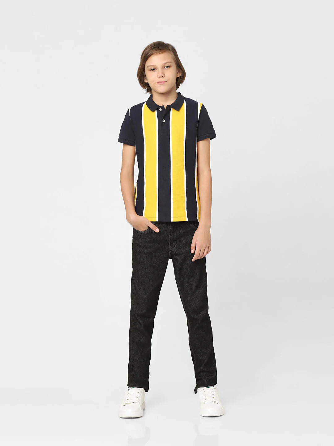 Boys Yellow Colourblocked Polo T-shirt - Image 6