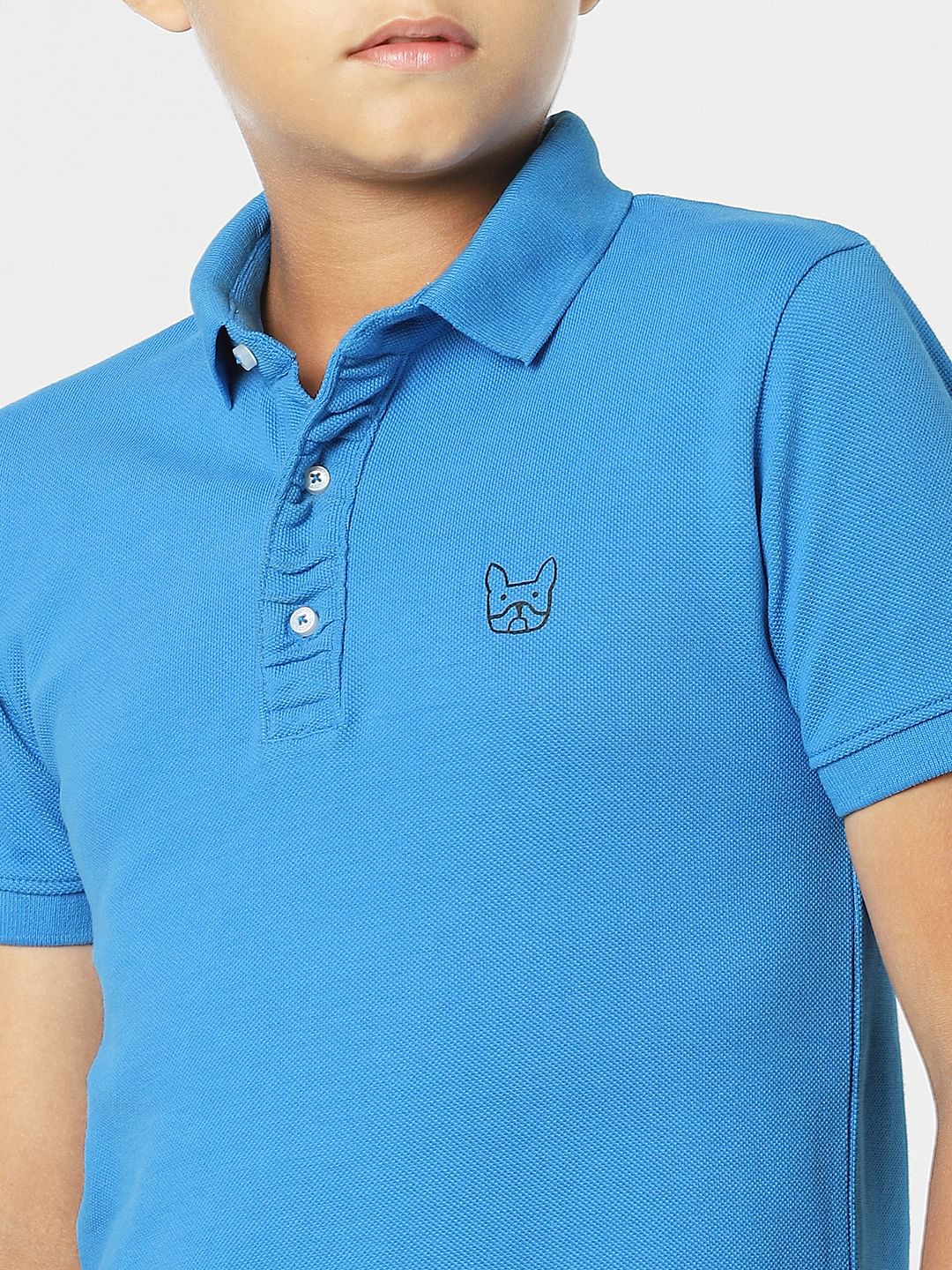 Blue Logo Print Polo Neck T-shirt - Image 5