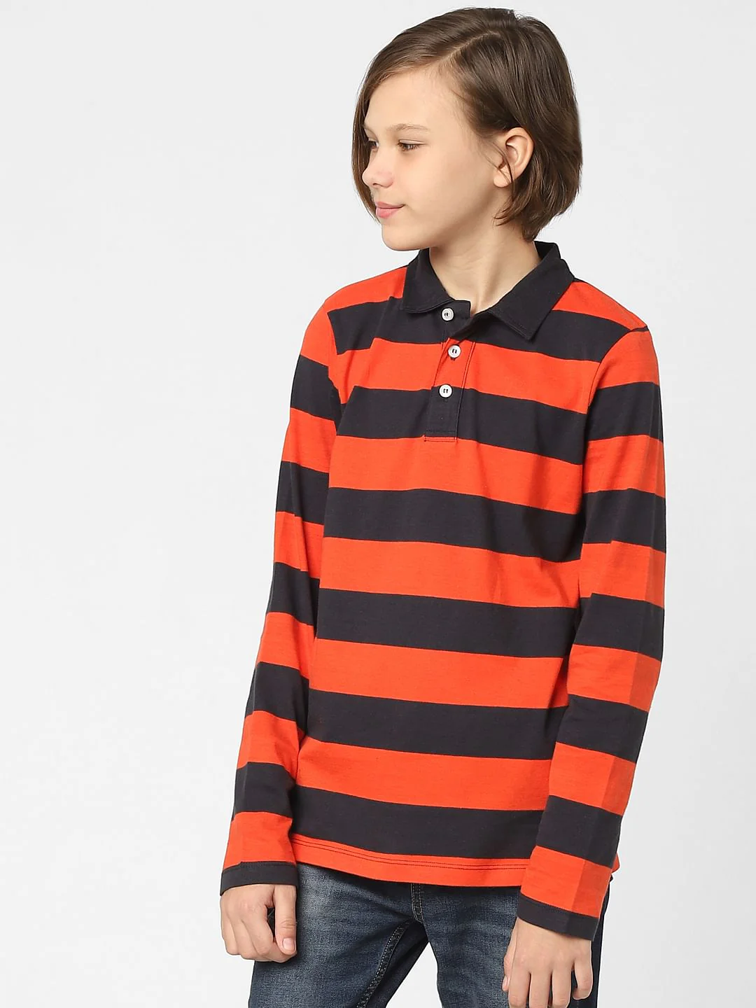 Boys Red Striped Polo Neck T-shirt - Image 2