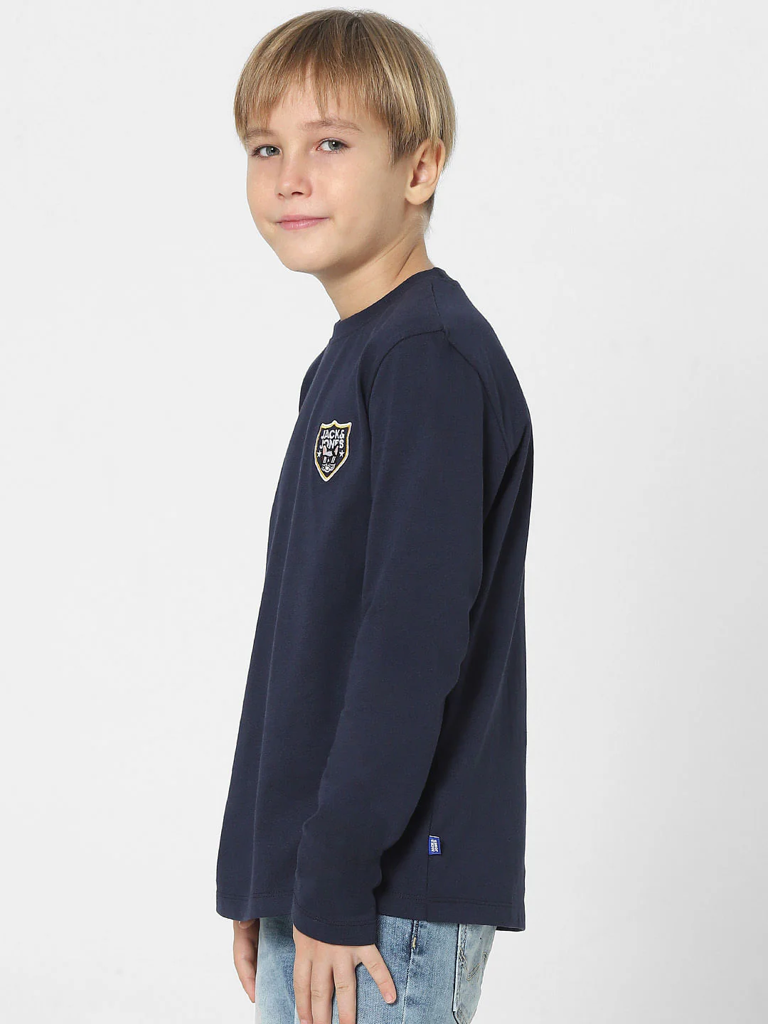 Boys Navy Blue Crew Neck T-shirt - Image 3