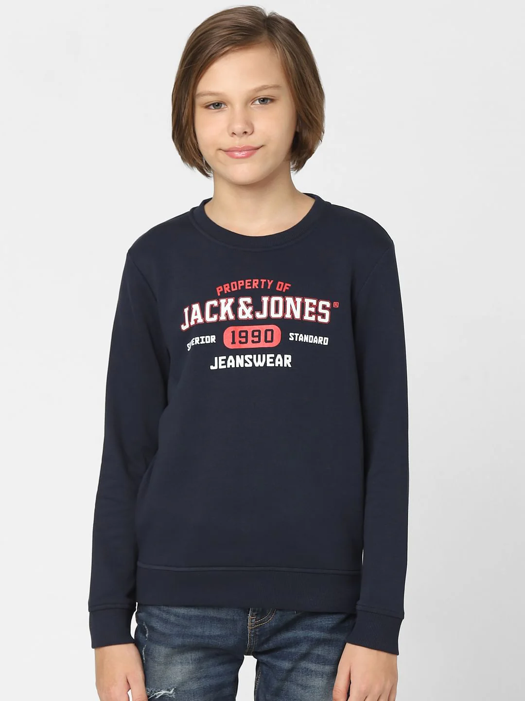 Boys Navy Blue Logo Print Sweatshirt - Image 2