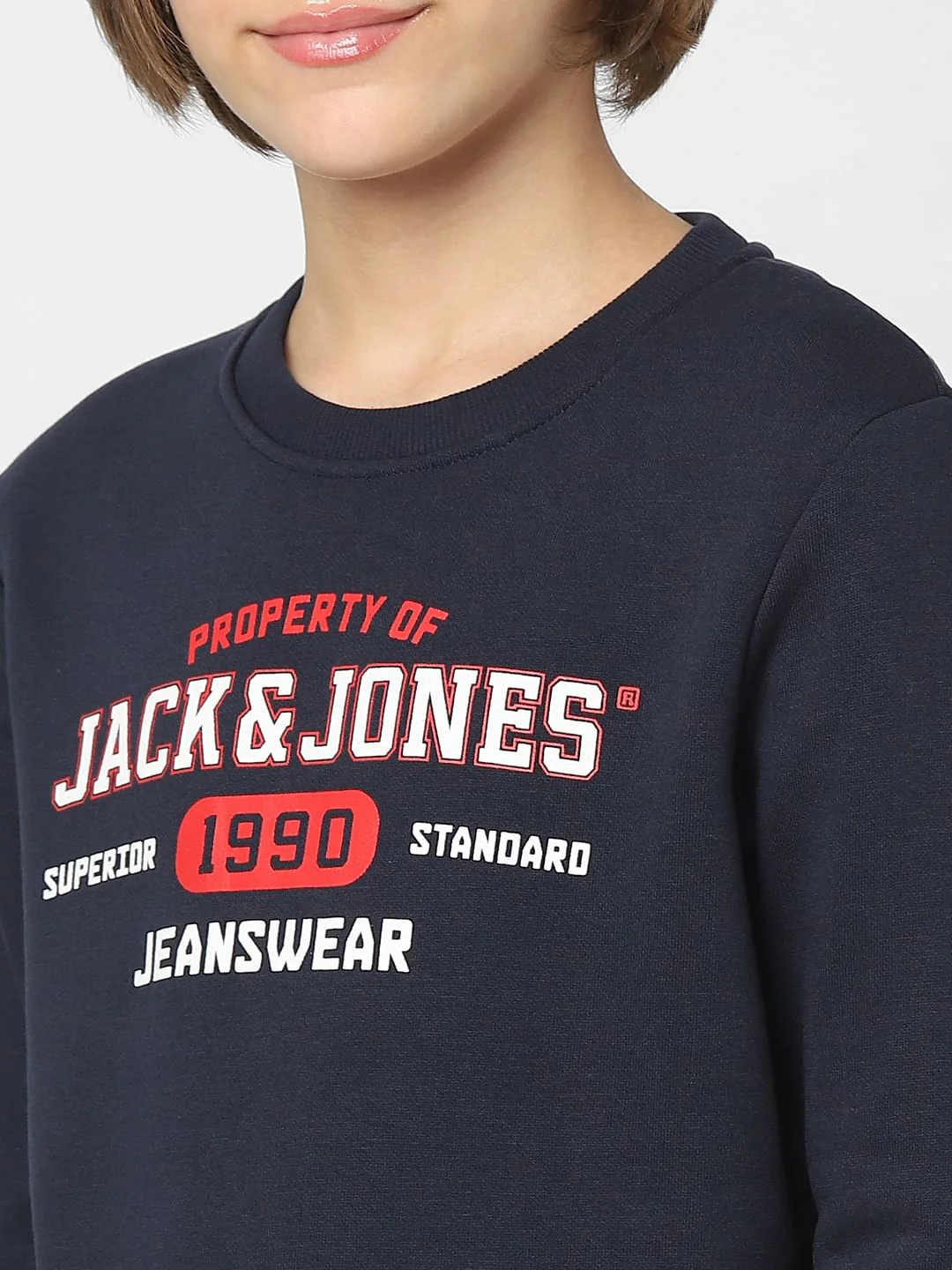 Boys Navy Blue Logo Print Sweatshirt - Image 5