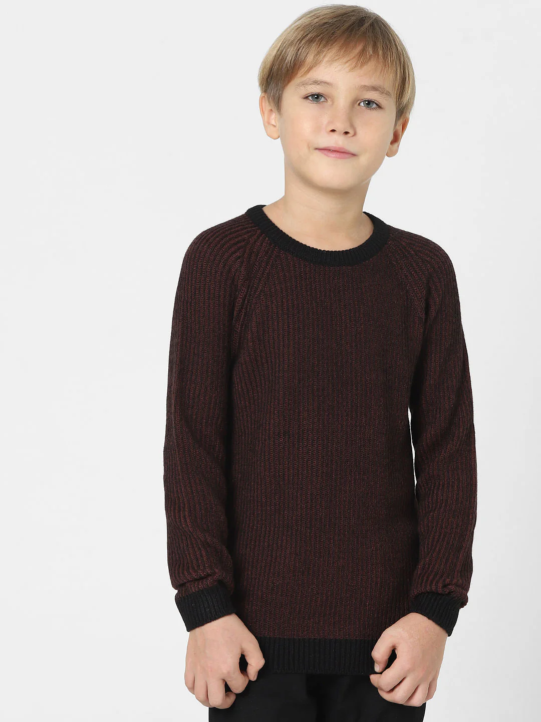 BOYS Dark Red Striped Sweater - Image 2