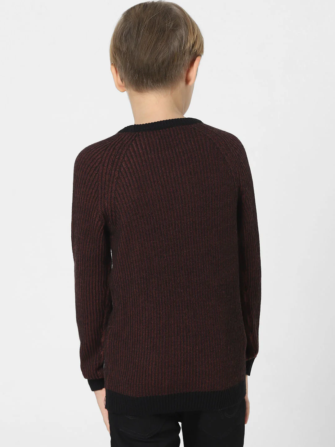 BOYS Dark Red Striped Sweater - Image 4