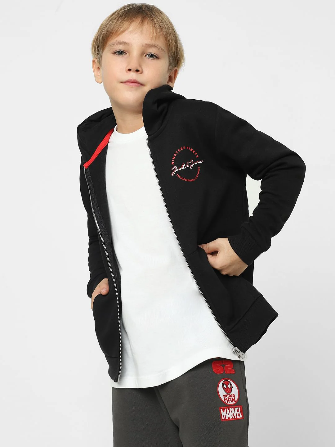 Boys Black Hooded Sweatshirt