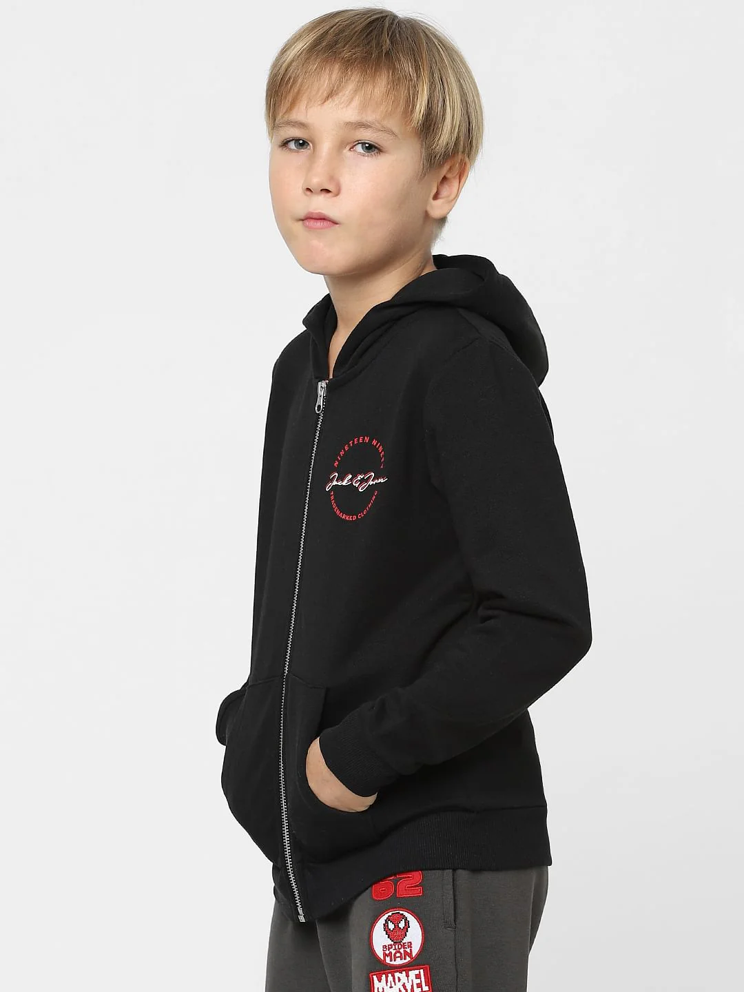 Boys Black Hooded Sweatshirt - Image 3