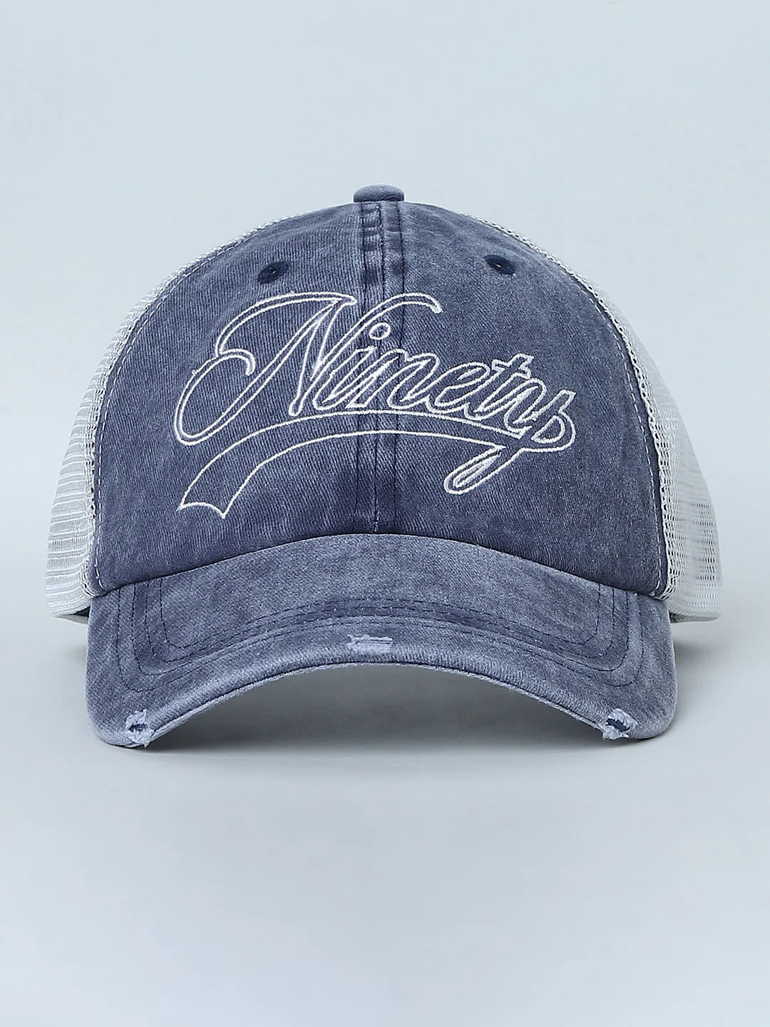 Blue Embroidered Denim Cap - Image 2