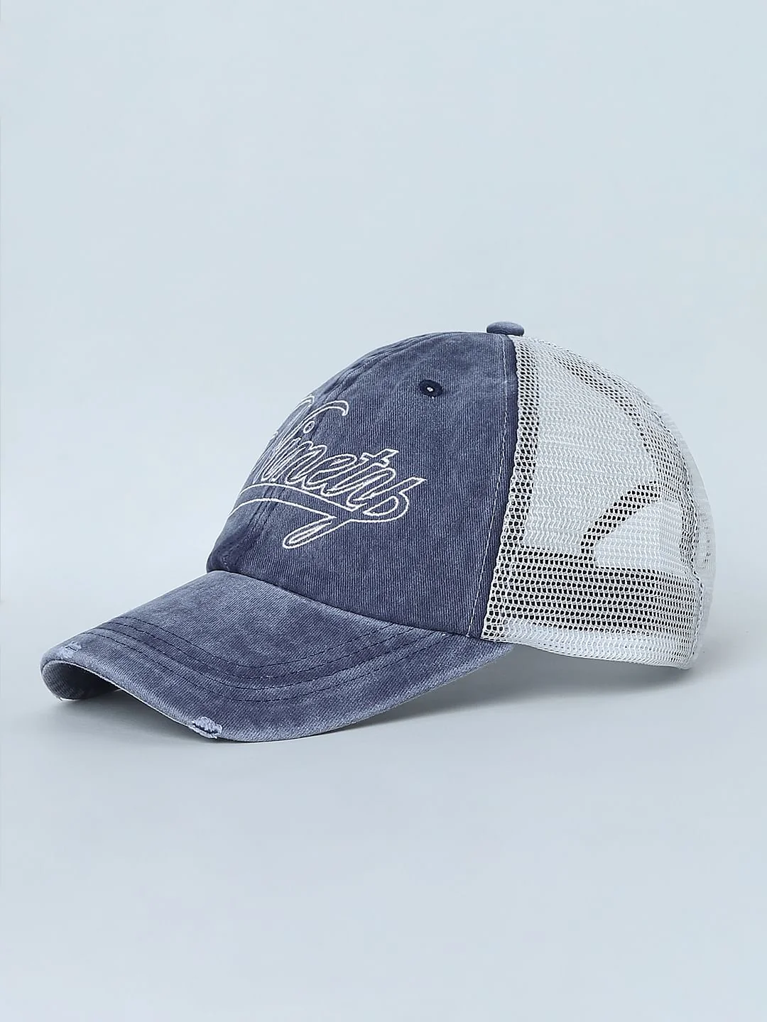 Blue Embroidered Denim Cap - Image 3