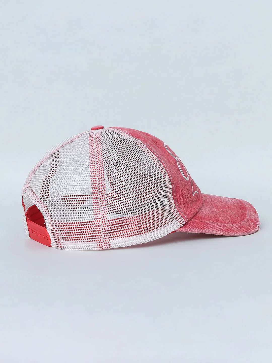 Red Embroidered Denim Cap - Image 4