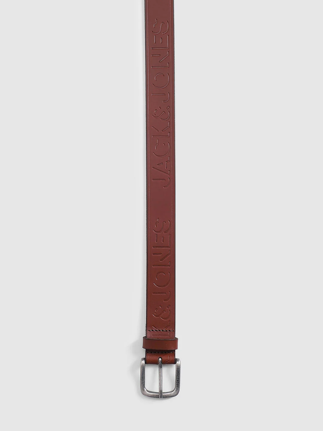 Brown Embossed Logo Leather Belt - Image 3