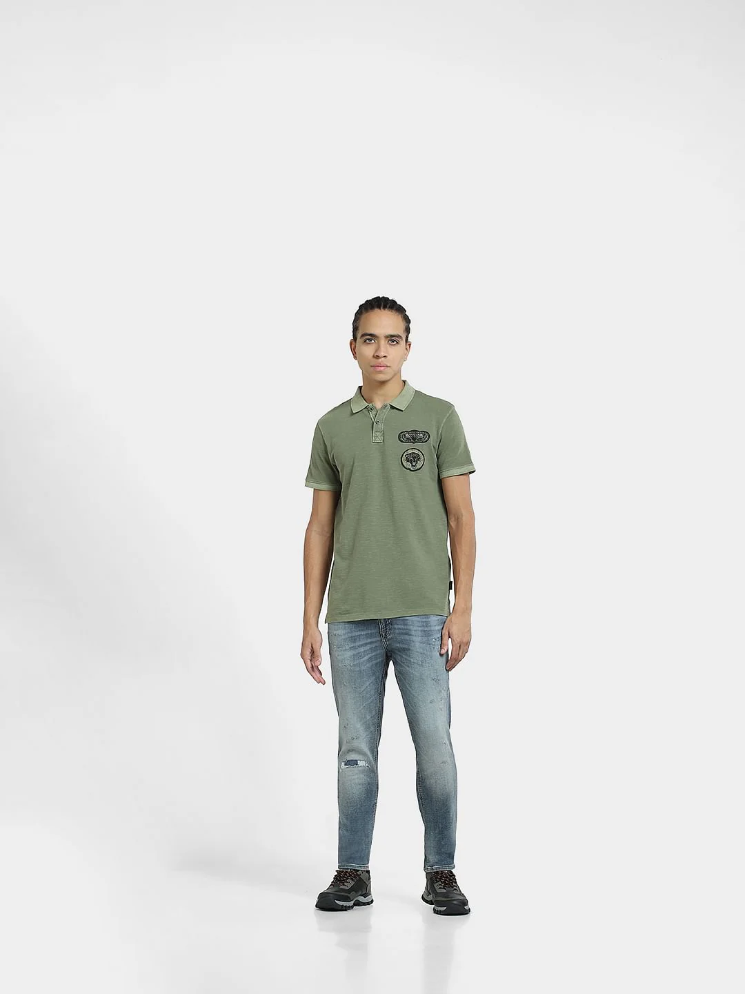 Green Embordered Patch Polo T-shirt - Image 6