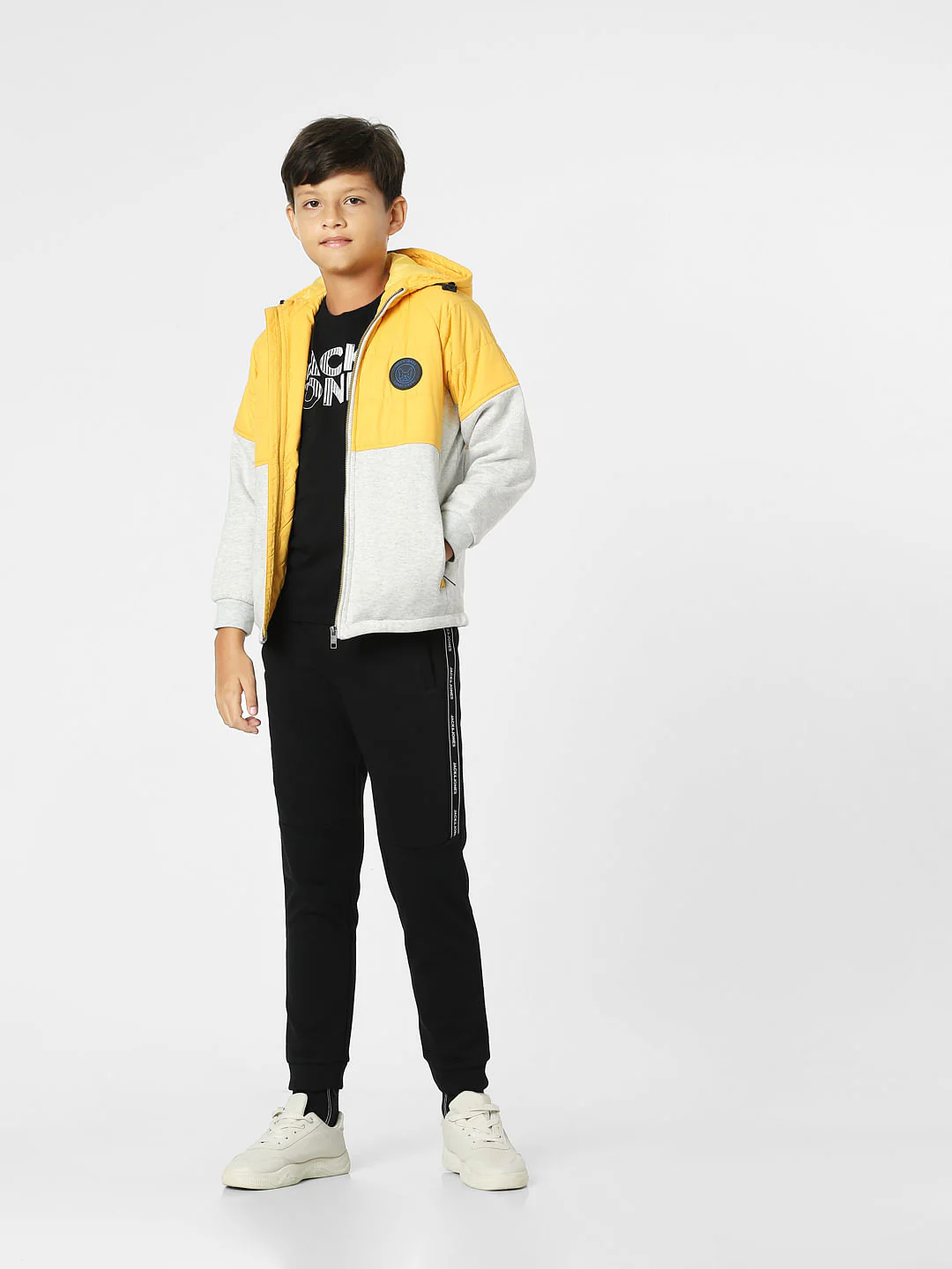 Yellow Colourblocked Hooded Jacket - Image 6