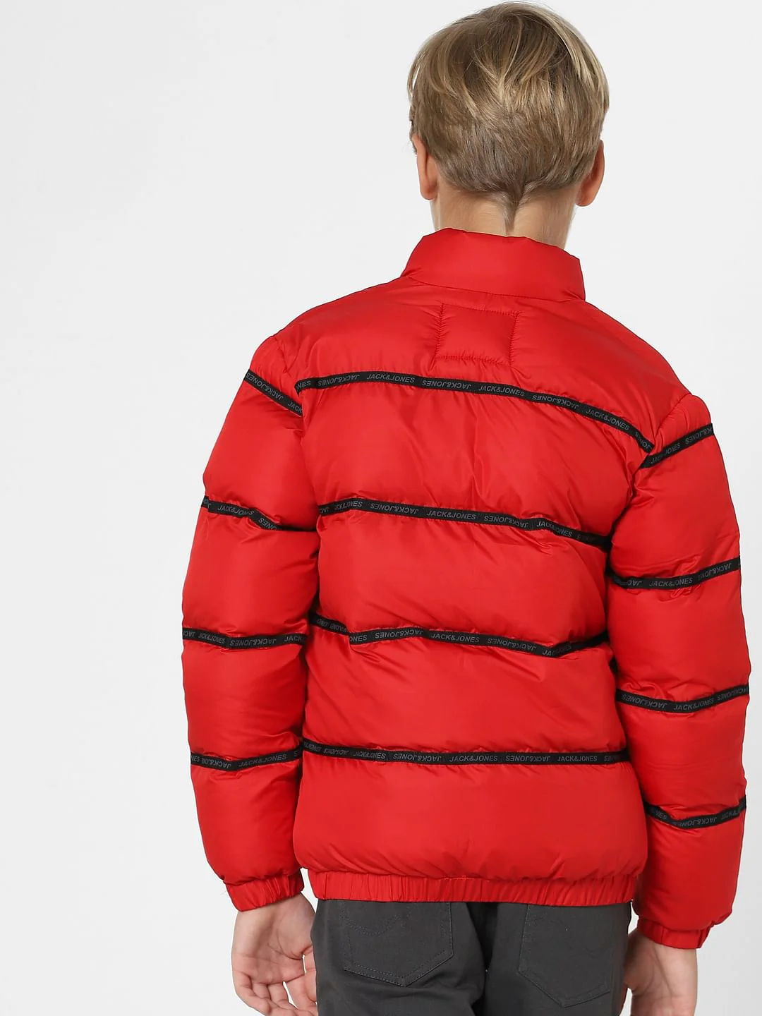 Boys Red Puffer Jacket - Image 4