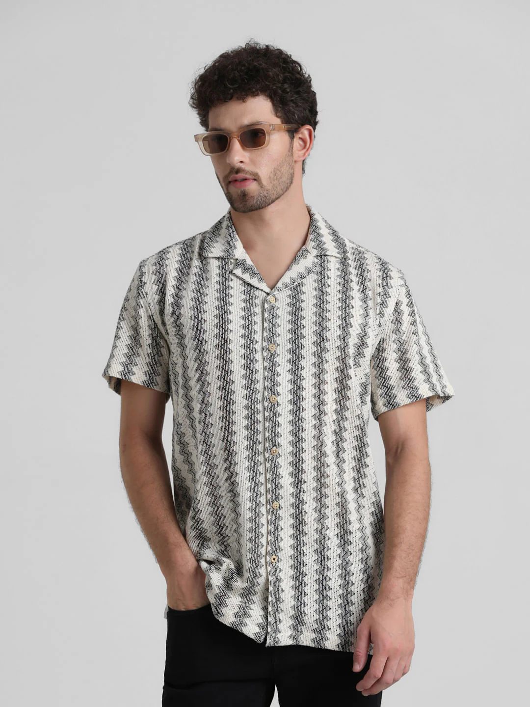 Black Yarn Dyed Striped Shirt