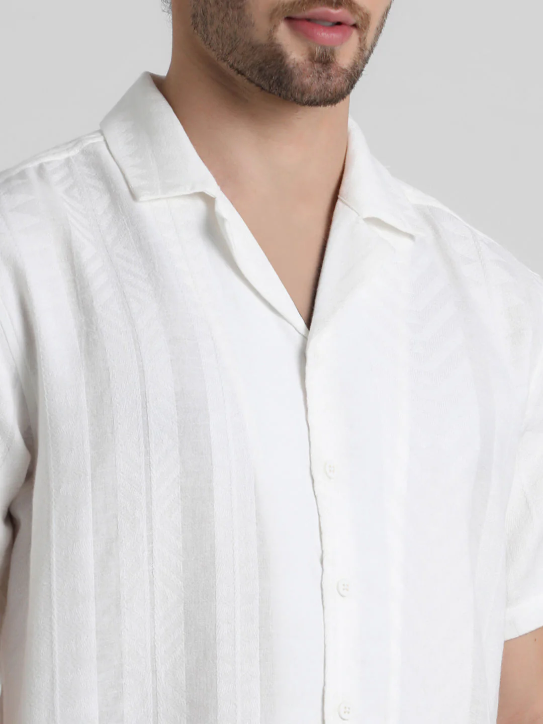 White Printed Short Sleeves Shirt - Image 5