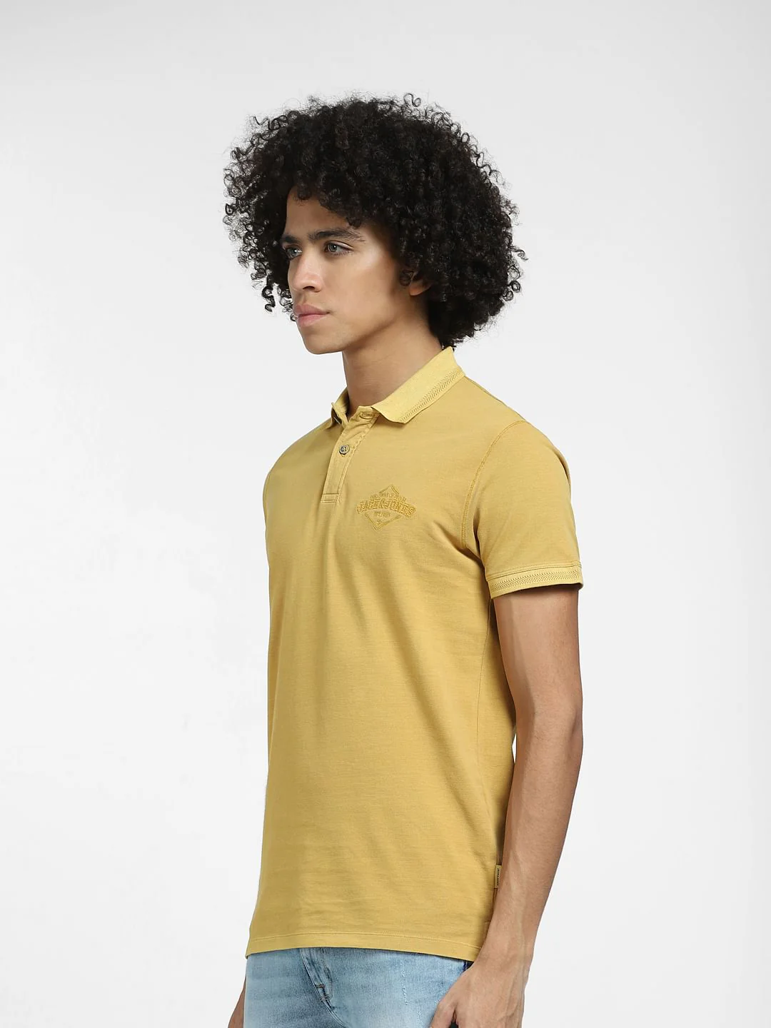 Yellow Cotton Polo T-shirt - Image 3