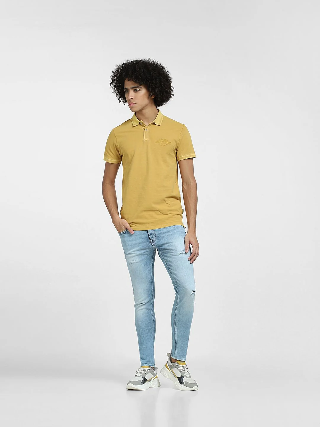 Yellow Cotton Polo T-shirt - Image 6