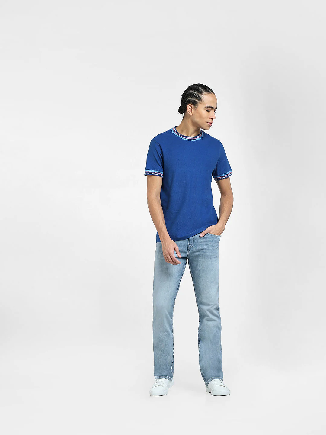 Blue Patchwork Detail T-shirt - Image 6