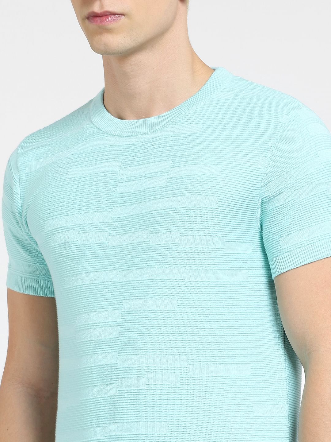 Blue Knit Crew Neck T-shirt - Image 5