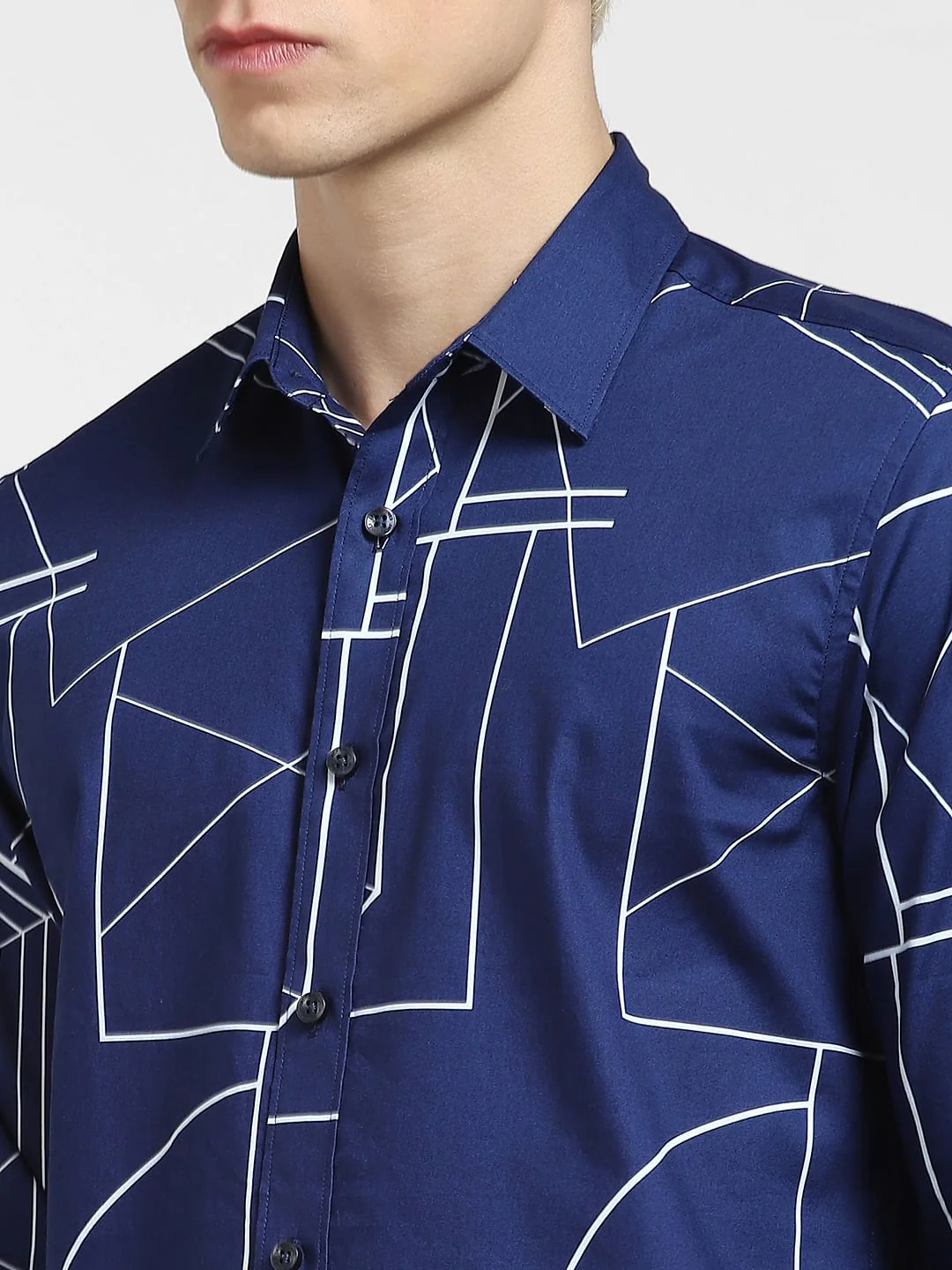 Blue Printed Full Sleeves Shirt - Image 5