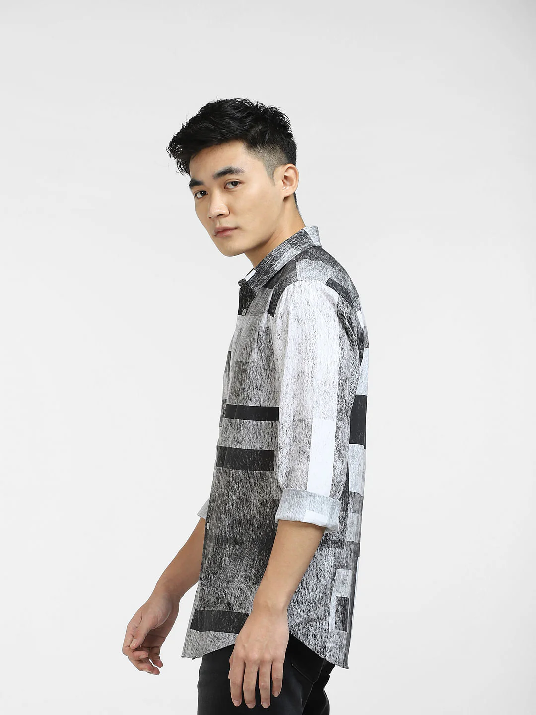 Black Printed Full Sleeves Shirt - Image 3