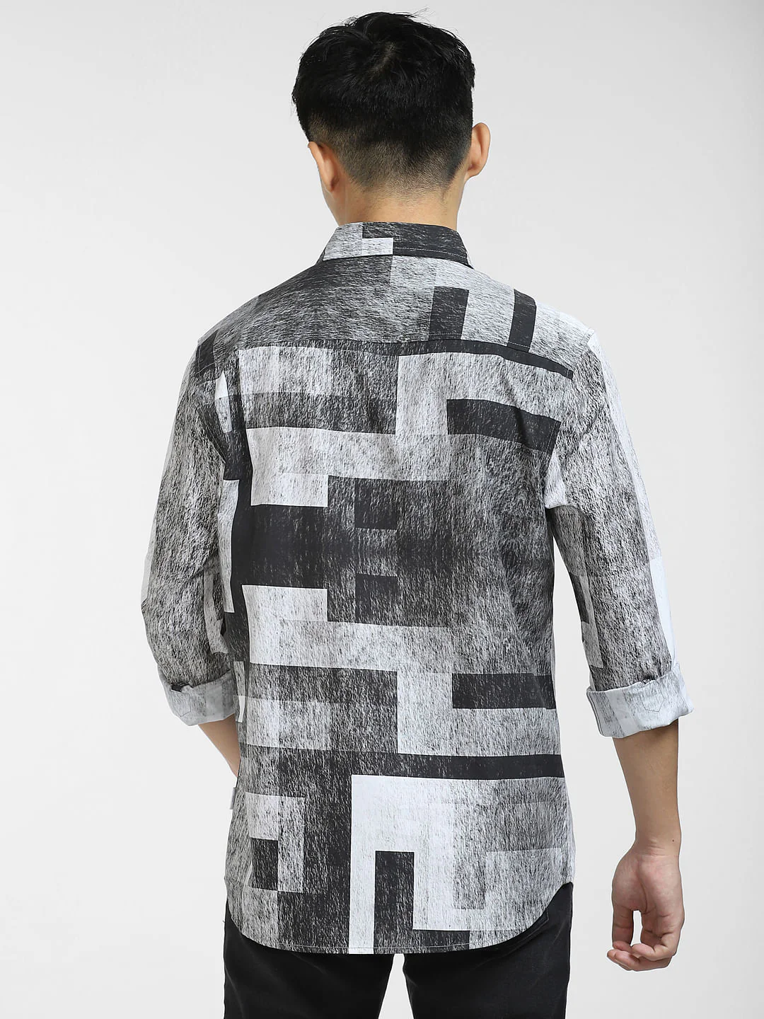 Black Printed Full Sleeves Shirt - Image 4