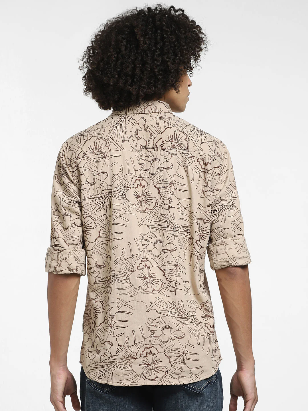 Brown Embroidered Full Sleeves Shirt - Image 4