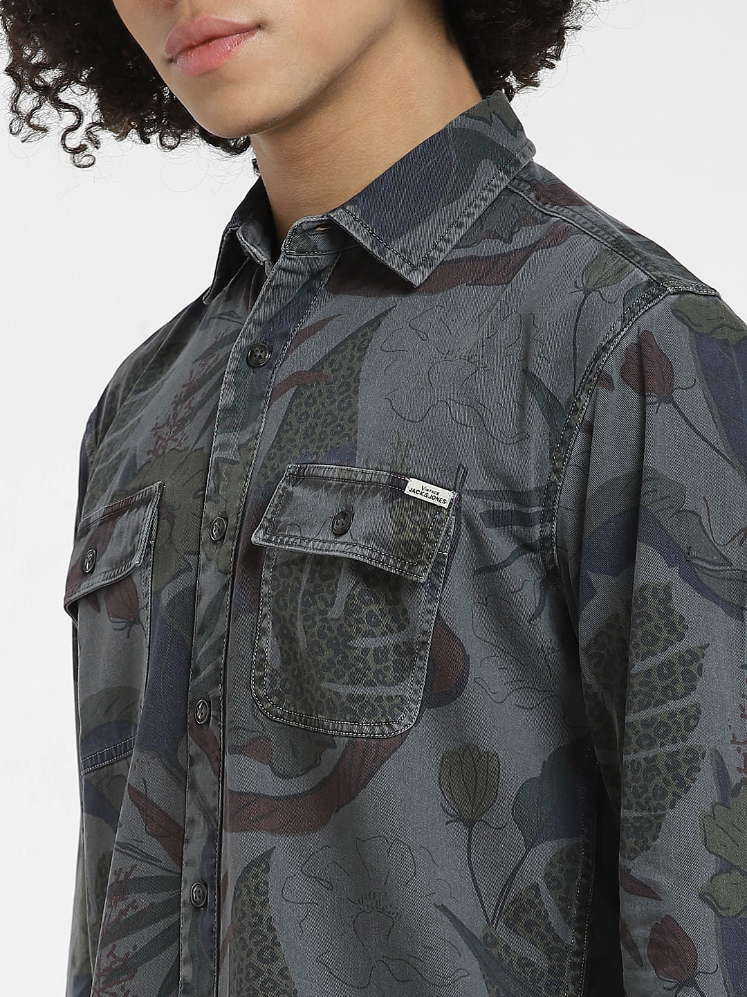 Grey Floral Co-ord Set Shirt - Image 5