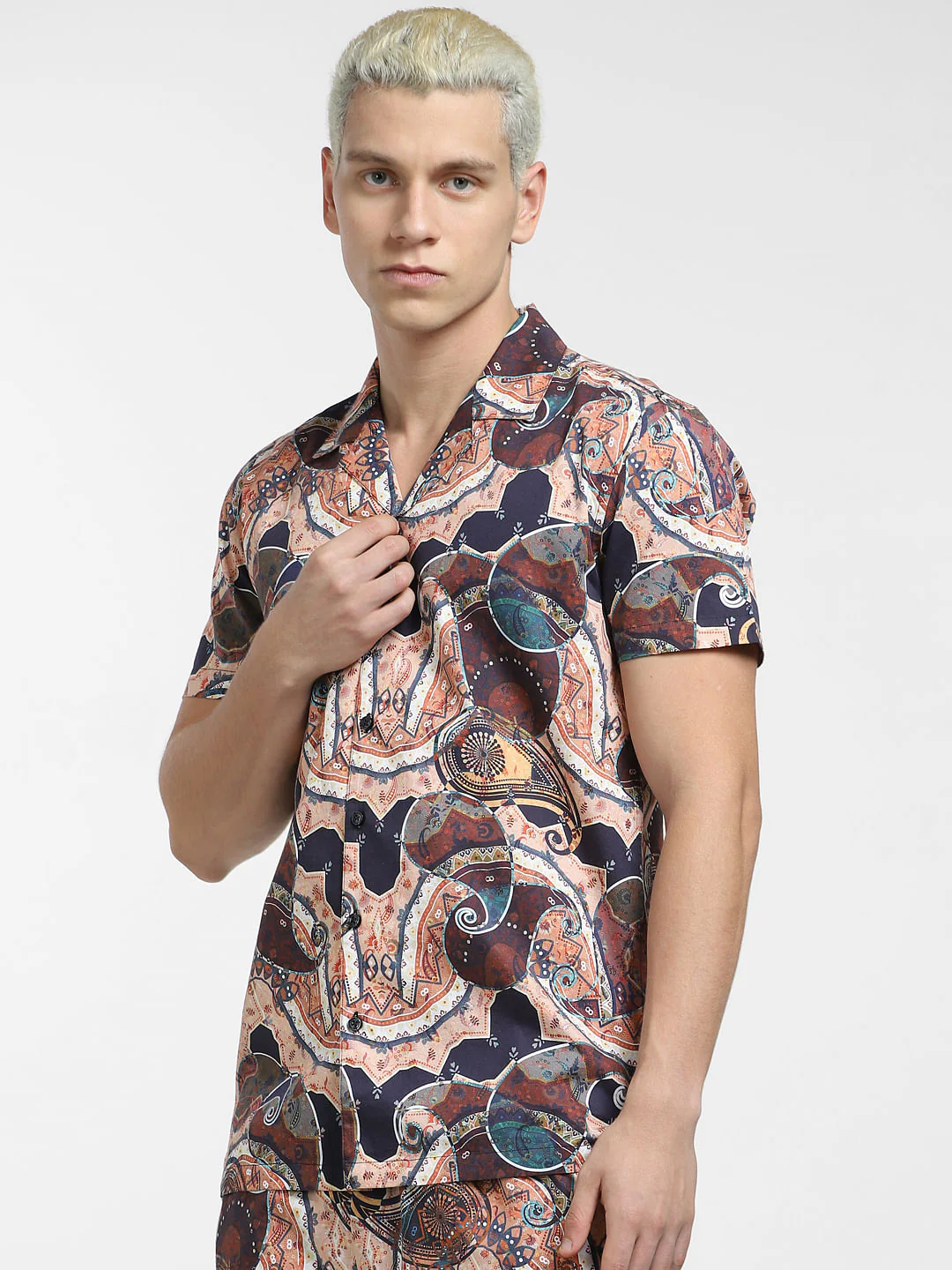 Brown Mural Print Co-ord Shirt - Image 2