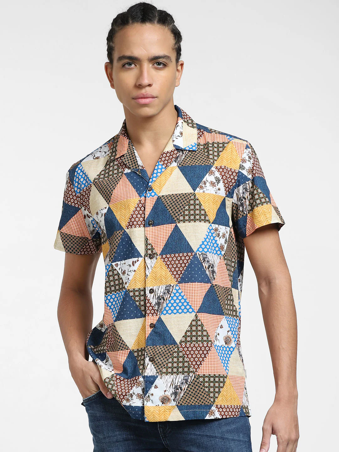 Yellow Printed Short Sleeves Shirt - Image 2