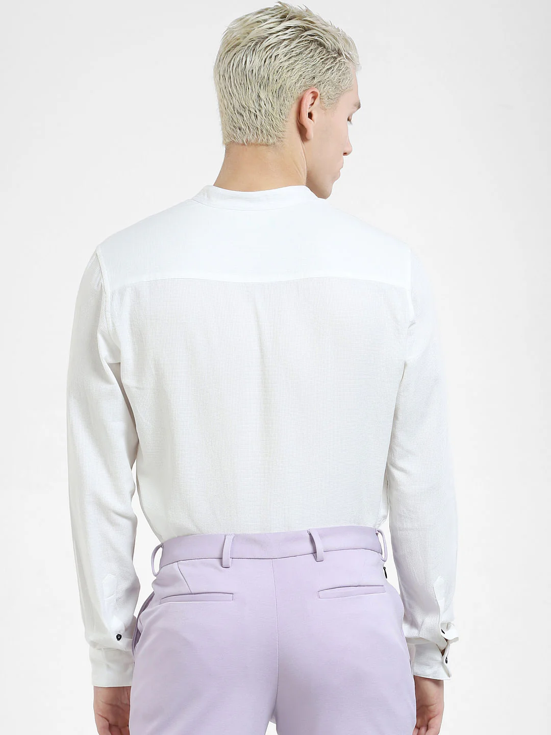 White Band Collar Full Sleeves Shirt - Image 4