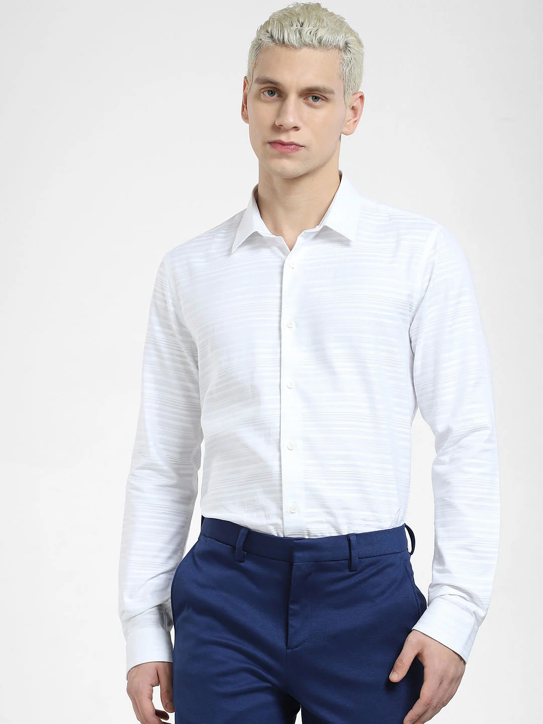White Striped Full Sleeves Shirt - Image 2