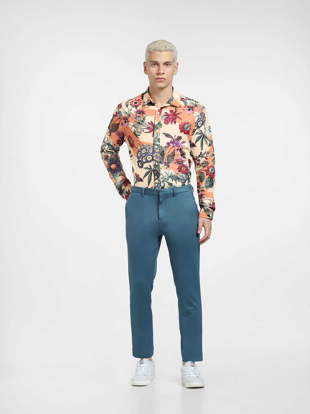 Peach Floral Full Sleeves Shirt - Image 6
