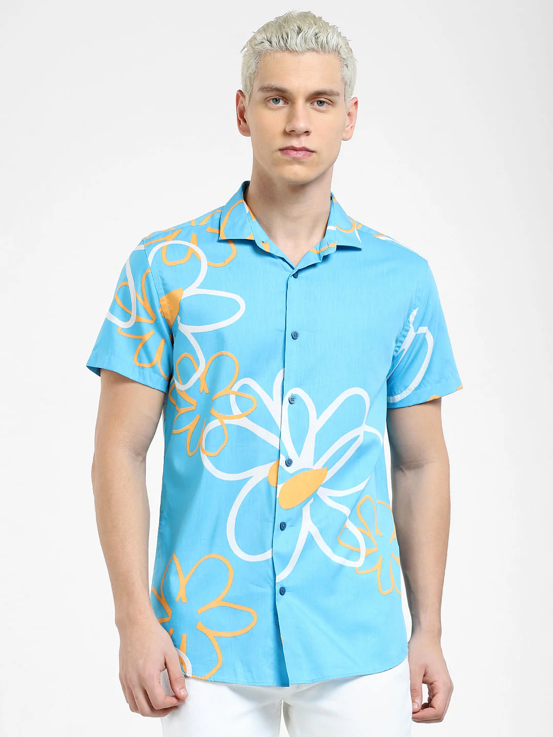 Blue Floral Short Sleeves Shirt - Image 2