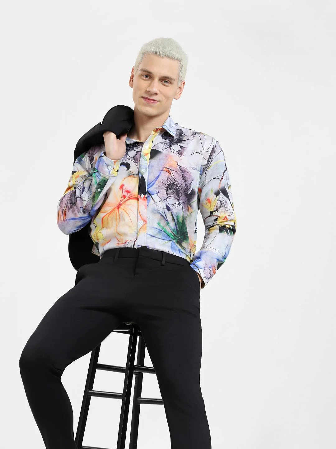 Green Printed Full Sleeves Shirt
